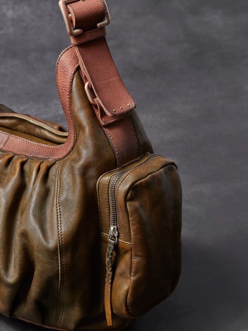 $398! Free People We The Free Hattie Hardware Shoulder Bag Olive NEW - Picture 3 of 8